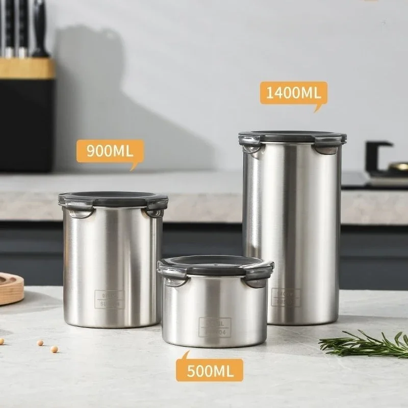 Food Storage With Dividers - 304食品、キッチン、suger、お茶、コーヒーボックス用の気密容器、ホームオーガナイザー