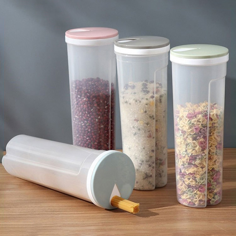 Food Storage With Dividers - 食品グレードプラスチック製麺収納缶 密閉キッチン食品容器 定量分割オーガナイザーボックス パントリー収納用
