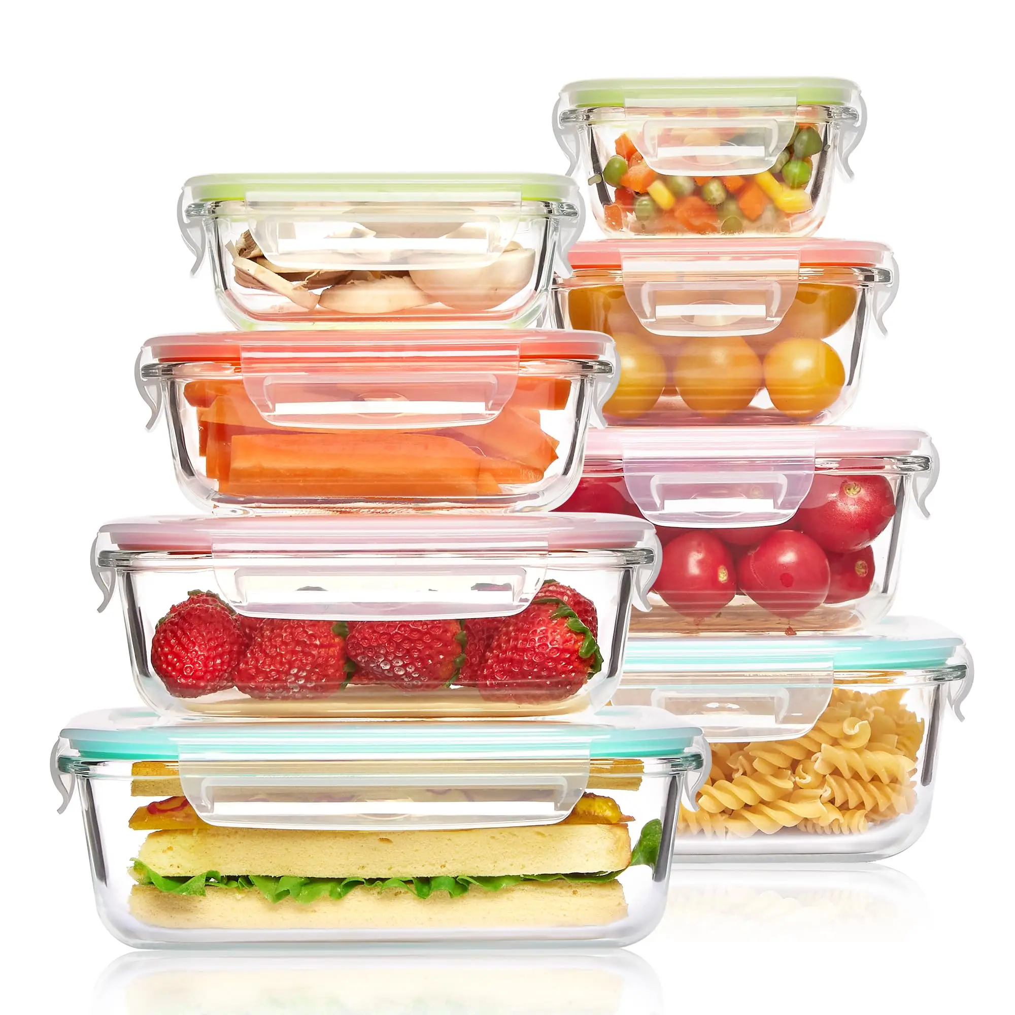 Food Storage Oven Safe - ガラスランチボックス食品保存容器、食事の準備、気密弁当箱、電子レンジ、オーブン、冷凍庫、食器洗い機用、BPAフリー