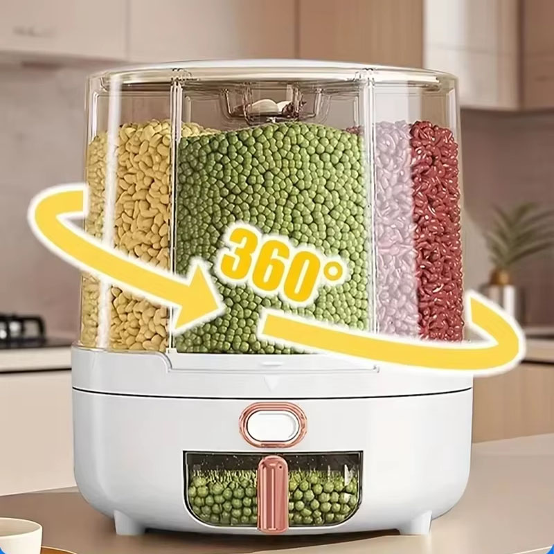 6区画360 °   回転式密閉食品保存容器 - シリアル、 - Food Storage Meals のレビューと価格
