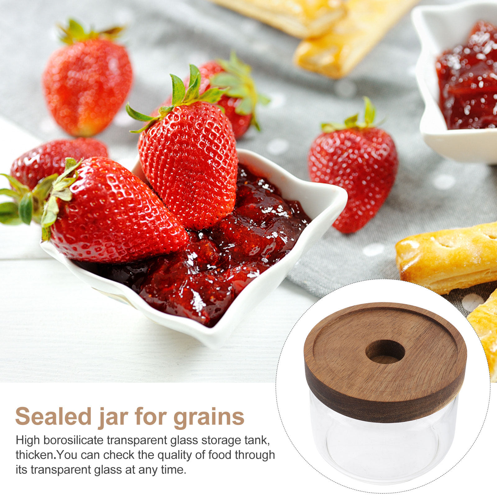 密閉式のガラス製食品保存容器2個セット。コーヒー豆、紅茶、穀 - Food Storage Containers のレビューと価格