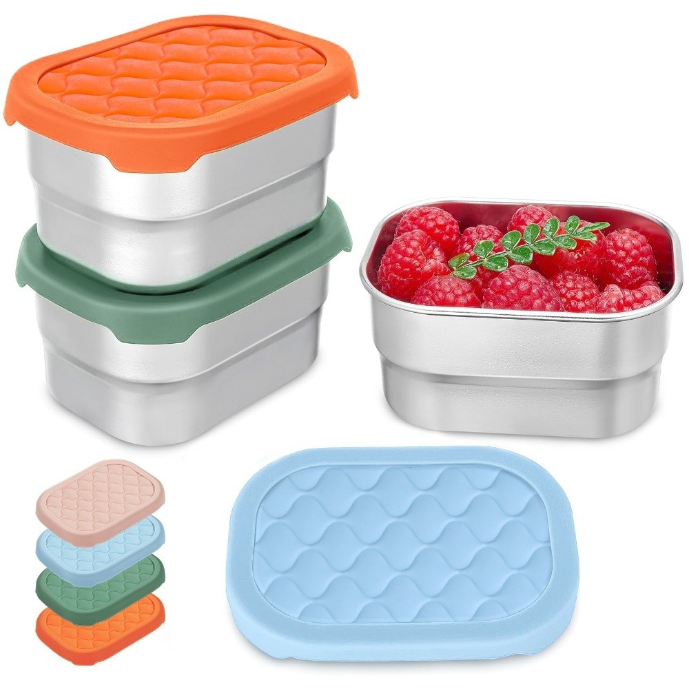 新しいステンレス製食品保存容器、積み重ね可能なシリコン蓋付き - Food Storage Oven Safe のレビューと価格