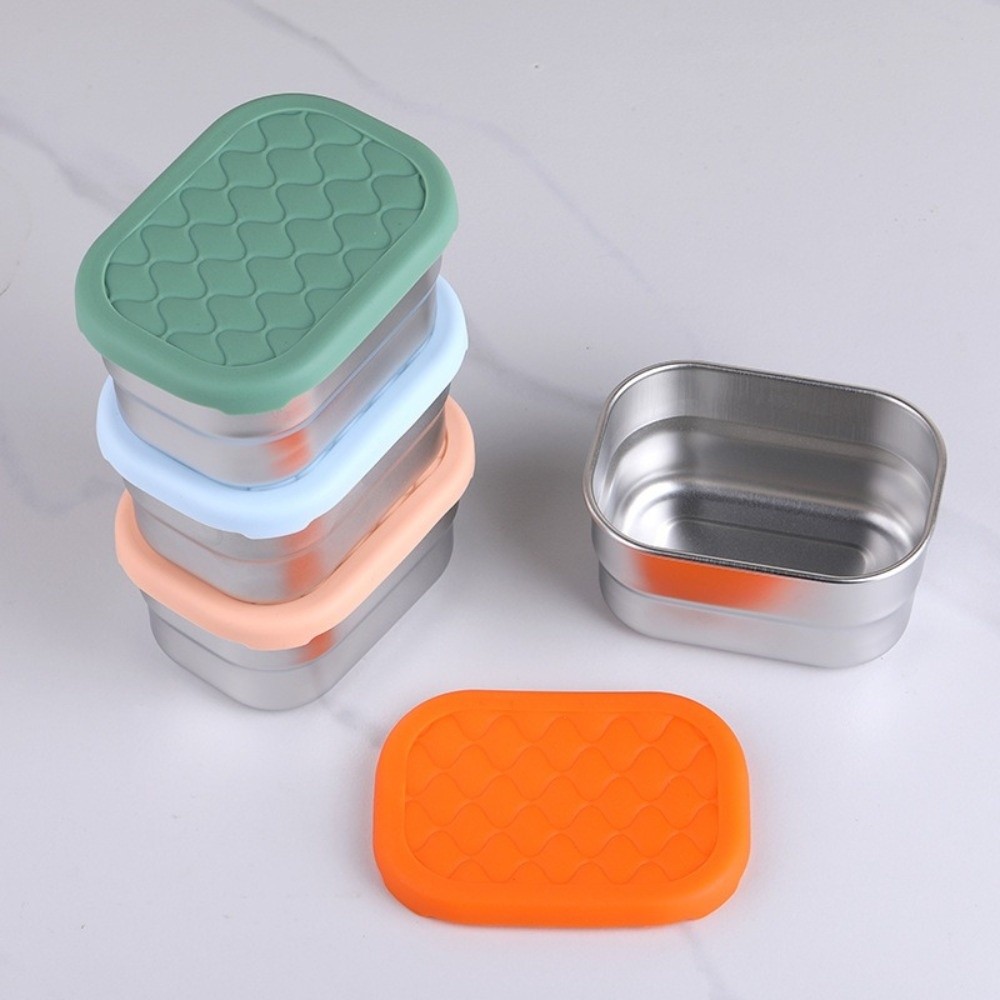 新しいステンレス製食品保存容器、積み重ね可能なシリコン蓋付き - Food Storage Oven Safe のレビューと価格