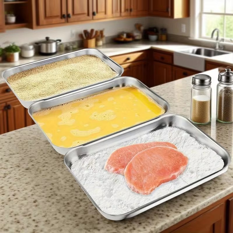 透明な蓋が付いた、3点セットのステンレス製食品保存容器。キッ - Food Storage Meals のレビューと価格