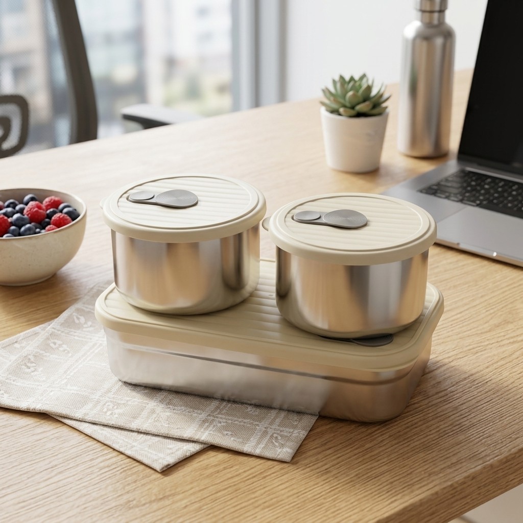 電子レンジ対応 304ステンレス製弁当箱セット 3コンパート - Food Storage Oven Safe のレビューと価格
