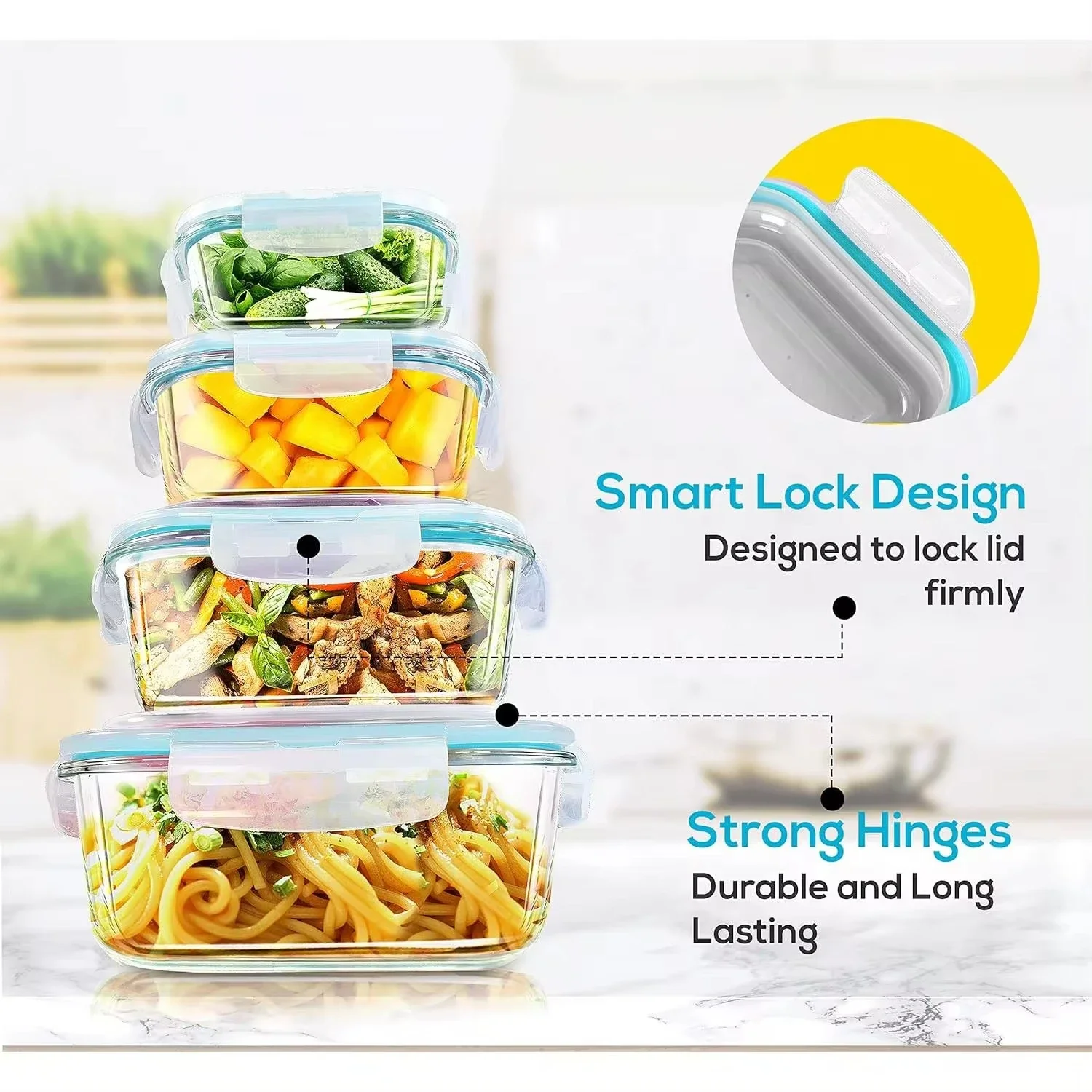 ガラスランチボックス食品保存容器、食事の準備、気密弁当箱、電 - Food Storage Oven Safe のレビューと価格